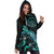 Palau Polynesian Hoodie Dress - Turtle With Blooming Hibiscus Turquoise - Polynesian Pride