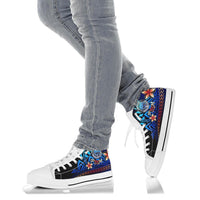 Federated States of Micronesia High Top Shoes Blue - Vintage Tribal Mountain - Polynesian Pride