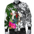 Vanuatu Custom Personalised Men's Bomber Jacket White - Turtle Plumeria Banana Leaf - Polynesian Pride