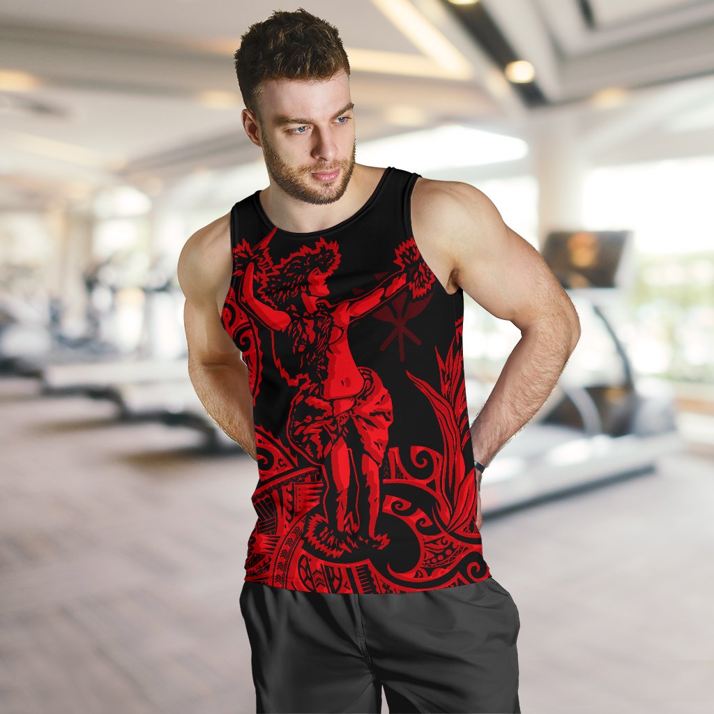 Polynesian Hawaii Men's Tank Top - Hula Girl Red - Polynesian Pride