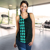 Hawaii Kakau Polynesian Coat Of Arms Women's Racerback Tank - Turquoise - Polynesian Pride