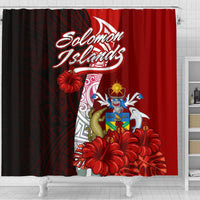 Solomon Islands Polynesian Shower Curtain - Coat Of Arm With Hibiscus - Polynesian Pride