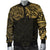 New Zealand Men's Bomber Jacket, Maori Polynesian Tattoo Gold - Polynesian Pride