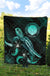 CNMI Polynesian Premium Quilt - Turtle With Blooming Hibiscus Turquoise - Polynesian Pride