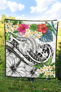 Tonga Polynesian Premium Quilt - Summer Plumeria (White) - Polynesian Pride