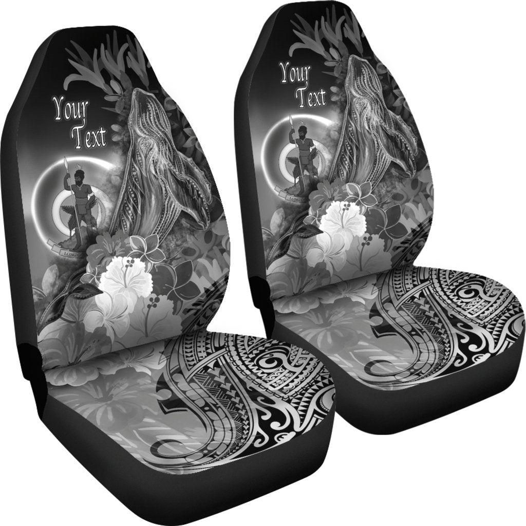 Vanuatu Custom Personalised Car Seat Convers - Humpback Whale with Tropical Flowers (White) - Polynesian Pride