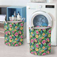 Tropical Hibiscus Banana Leafs Hawaii Laundry Basket - Polynesian Pride