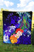 Tonga Premium Quilt - Humpback Whale with Tropical Flowers (Blue) - Polynesian Pride