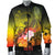 Yap Men's Bomber Jacket - Humpback Whale with Tropical Flowers (Yellow) - Polynesian Pride