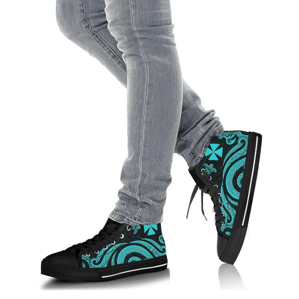 Wallis and Futuna High Top Canvas Shoes - Turquoise Tentacle Turtle - Polynesian Pride