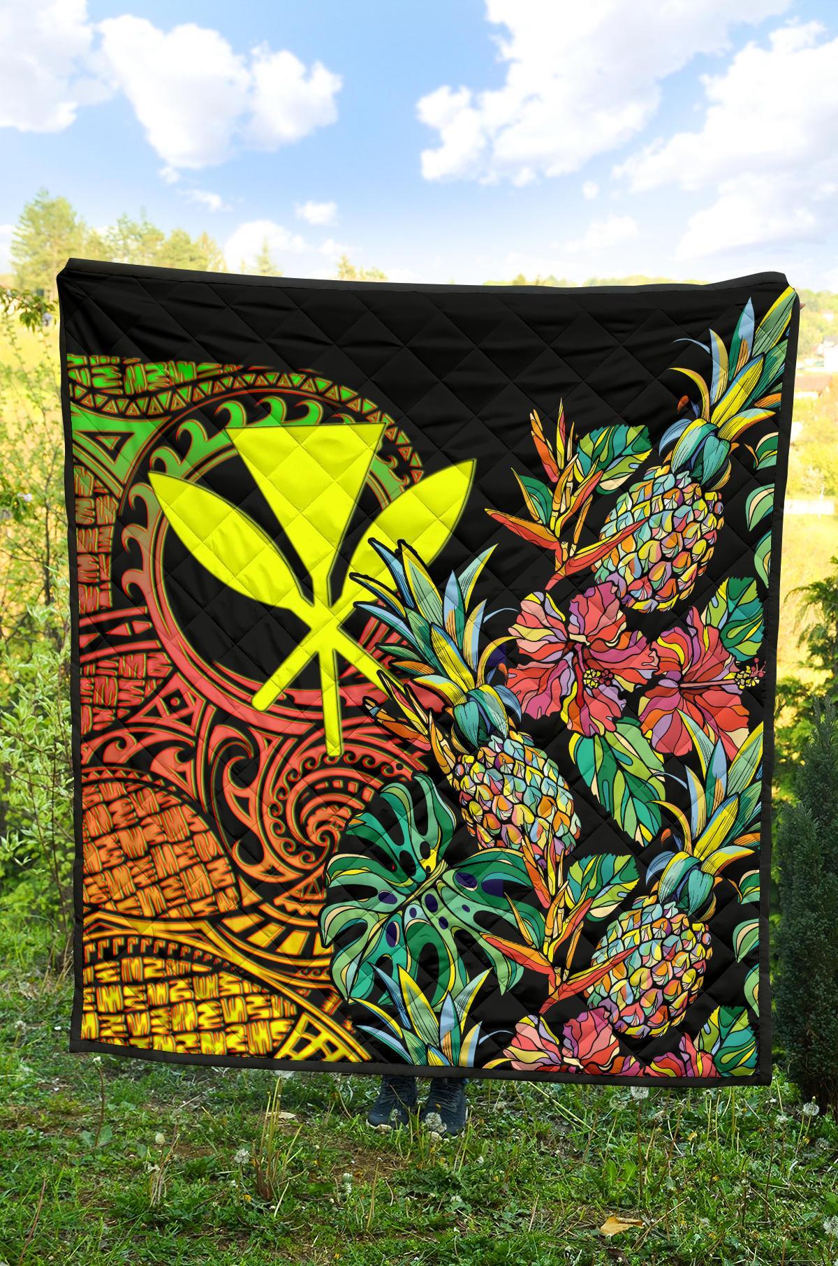Polynesian Hawaii Premium Quilt - Pineapple Hibiscus - Polynesian Pride