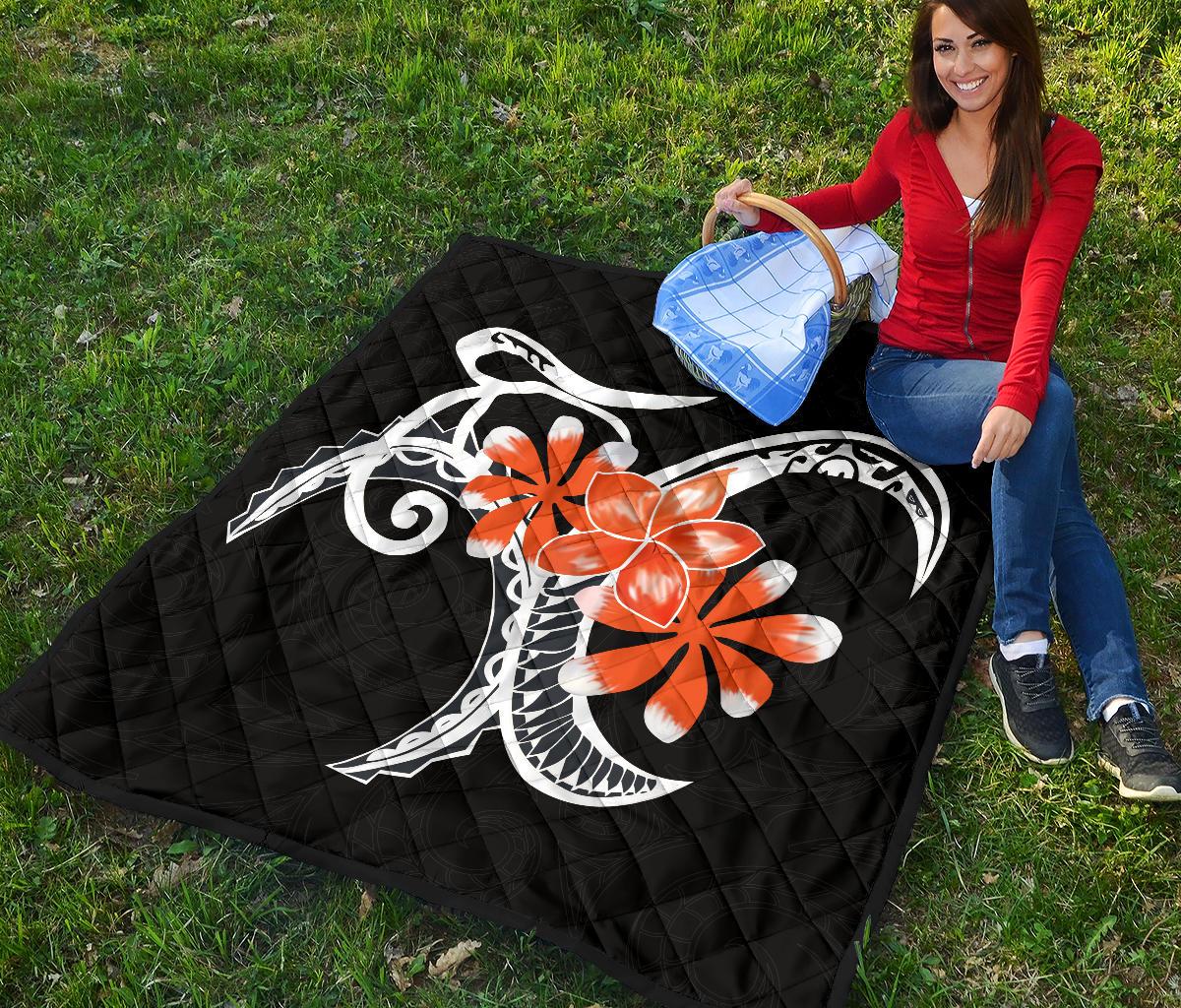 Plumeria Polynesia Orange Premium Quilt - Polynesian Pride