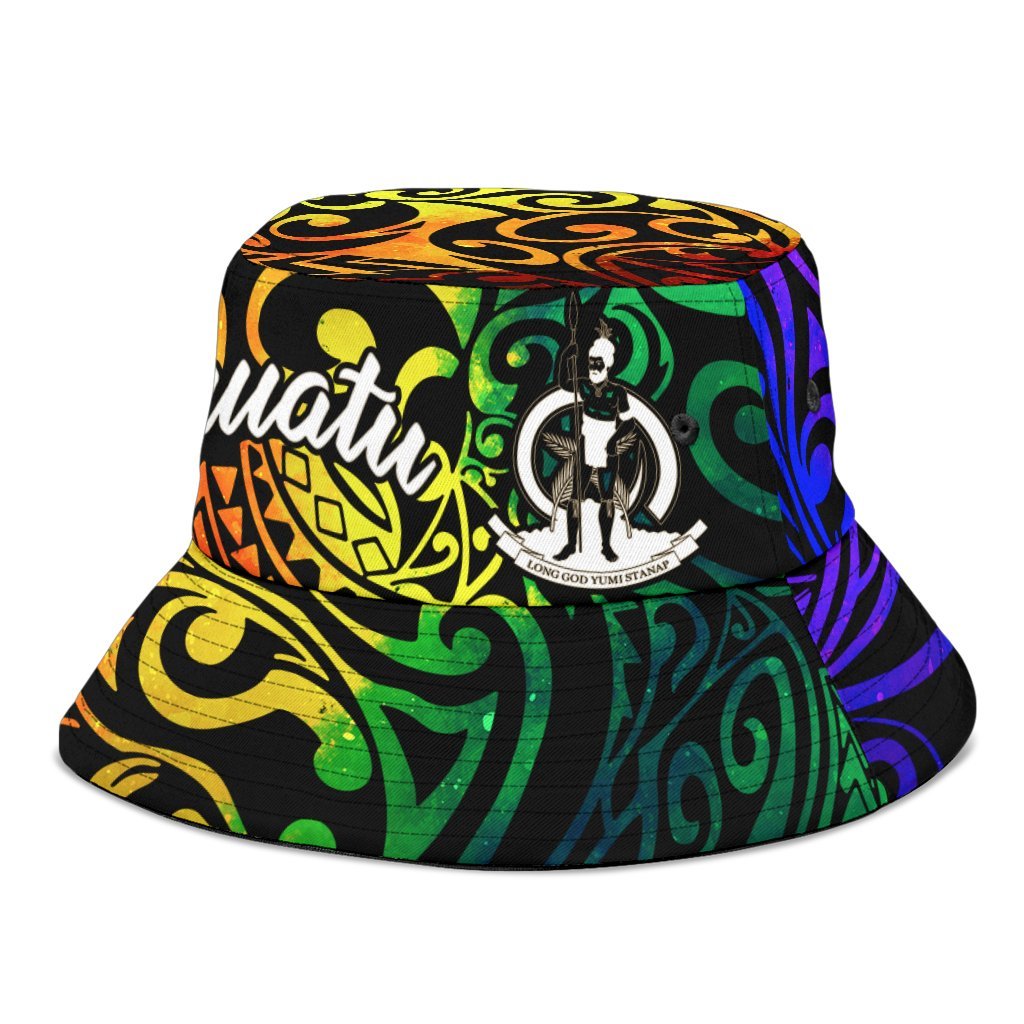 Vanuatu Bucket Hat - Rainbow Polynesian Pattern - Polynesian Pride
