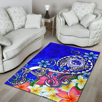 FSM Area Rug - Turtle Plumeria (Blue) - Polynesian Pride