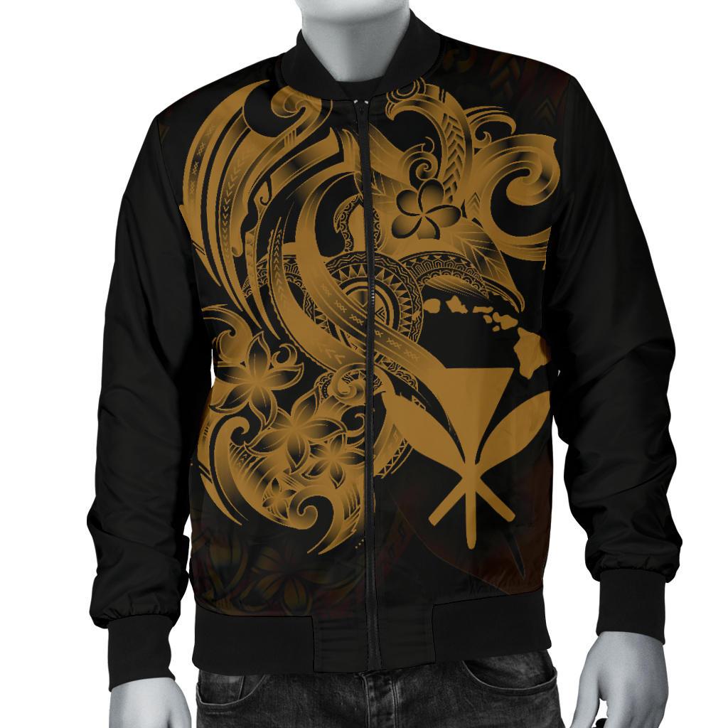 Polynesian Hawaii Men's Bomber Jacket - Kanaka Maoli Gold Turtle - Polynesian Pride