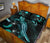 Papua New Guinea Polynesian Quilt Bed Set - Turtle With Blooming Hibiscus Turquoise - Polynesian Pride