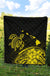 Hawaii Map Plumeria Polynesian Yellow Premium Quilt - Polynesian Pride