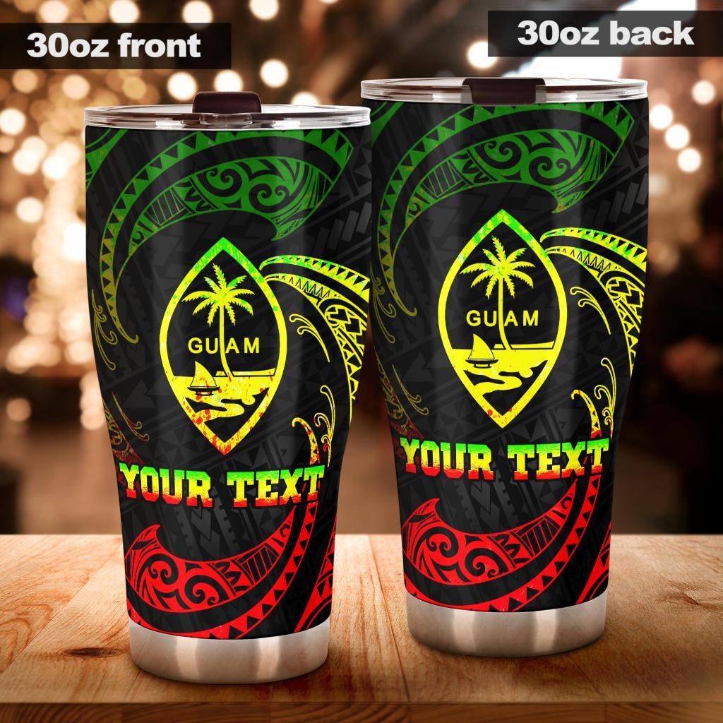 Guam Polynesian Custom Personalised Tumbler - Reggae Tribal Wave One Style 30oz X-Large Reggae - Polynesian Pride
