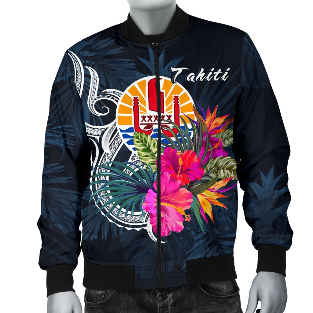 Tahiti Polynesian Men's Bomber Jacket - Tropical Flower - Polynesian Pride