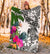 Nauru Premium Blanket White - Turtle Plumeria Banana Leaf - Polynesian Pride