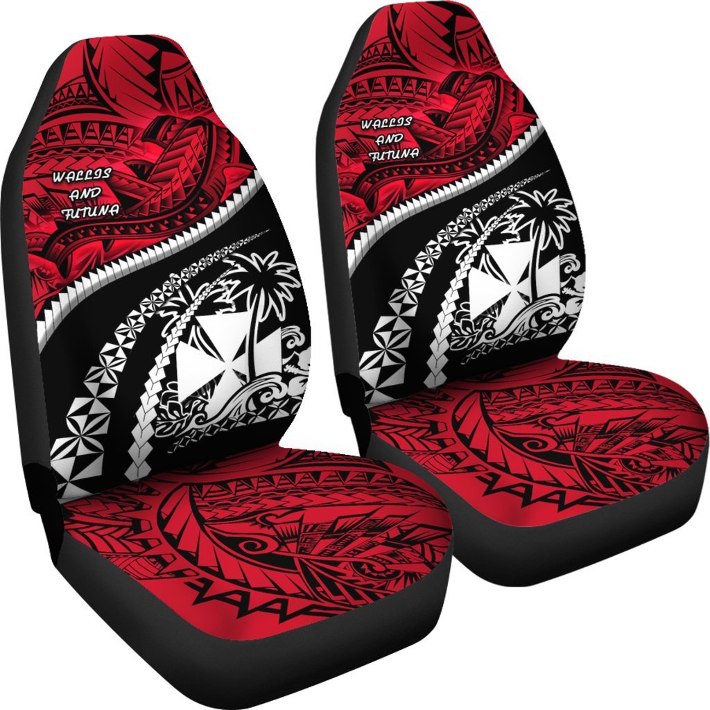 Wallis And Futuna Tapa Car Seat Covers Polynesian Shark Tattoo Universal Fit Black - Polynesian Pride