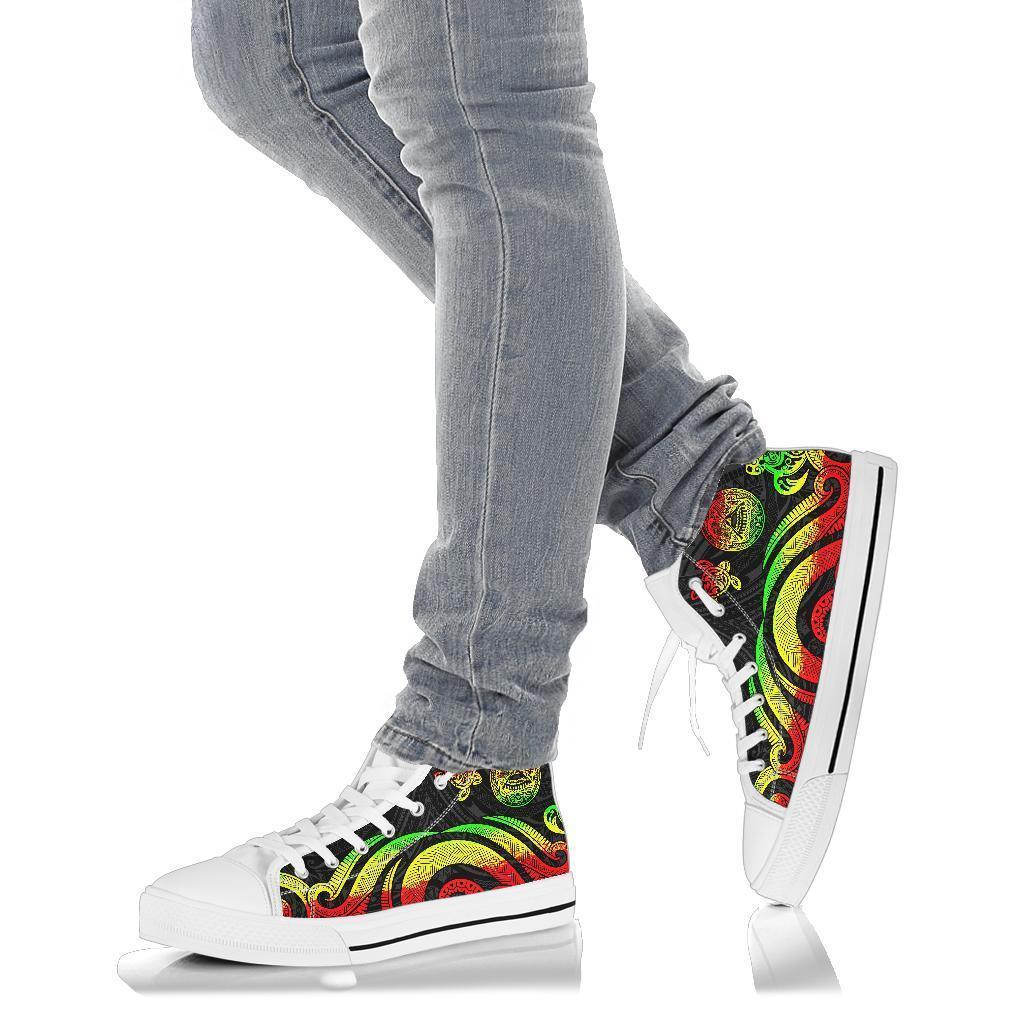 American Samoa High Top Shoes - Reggae Tentacle Turtle - Polynesian Pride