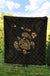 Hawaii Turtle Hibicus Map Premium Quilt - Gold - Polynesian Pride