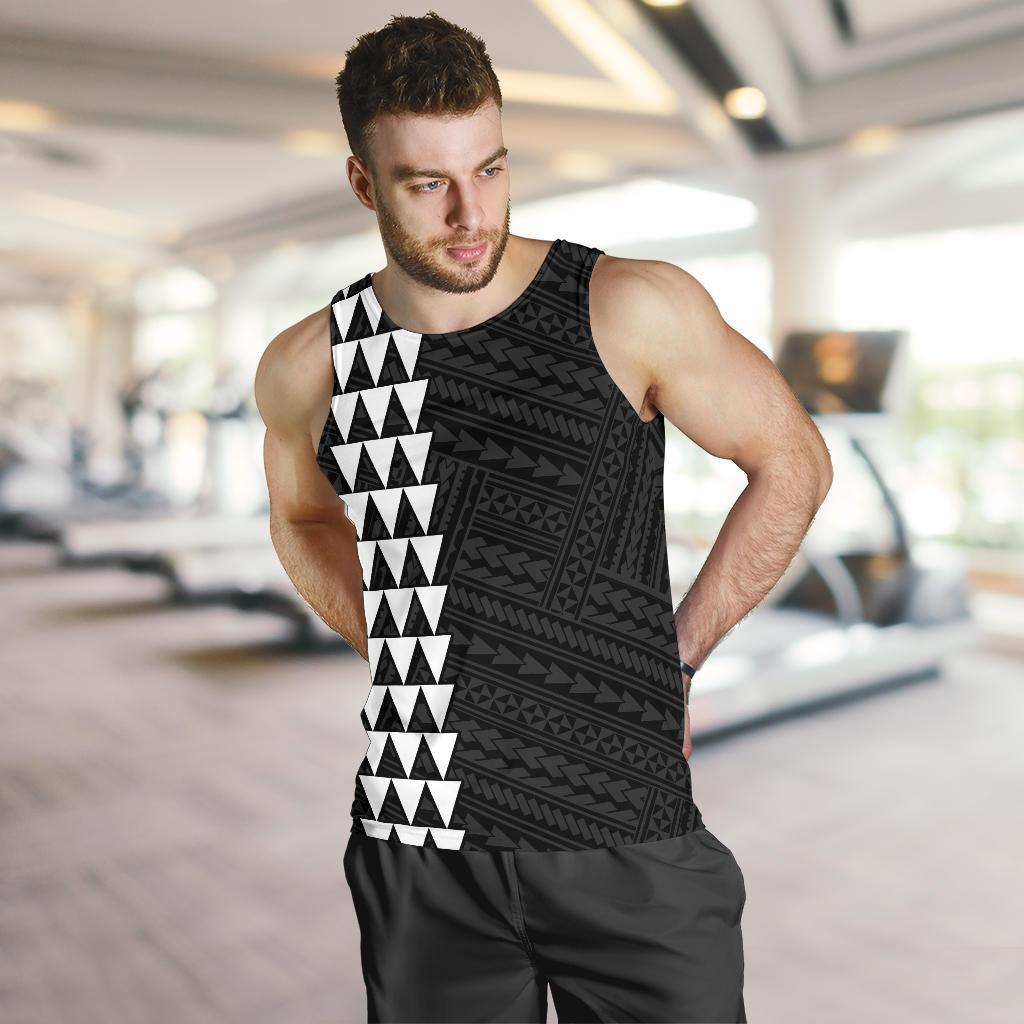 Hawaii Kakau Polynesian Hammerhead Shark Map Men's Tank Top - White - Polynesian Pride