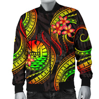 Tahiti Polynesian Men Bomber Jacket - Reggae Plumeria - Polynesian Pride
