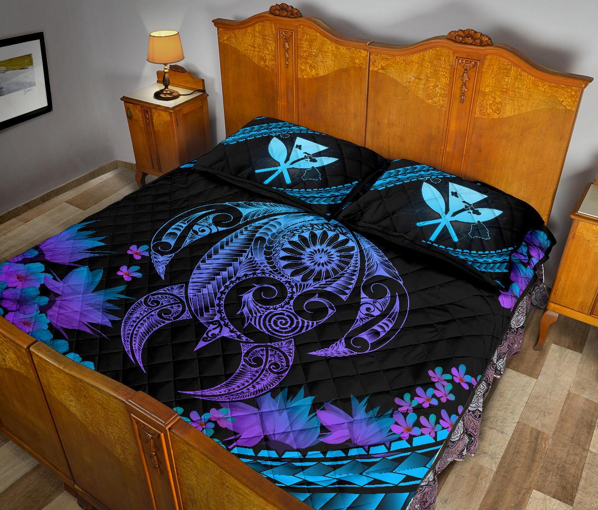 Hawaii Turtle Polynesian Hibiscus Quilt Bed Set - Boot Style - Polynesian Pride