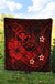 Polynesian Hawaii Kanaka Maoli Premium Quilt - Humpback Whale with Hibiscus (Red) - Polynesian Pride