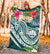 FSM Polynesian Premium Blanket - Summer Plumeria (Turquoise) - Polynesian Pride