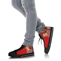 Tonga High Top Shoes - Polynesian Palm Tree Flag - Polynesian Pride