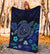 Hawaiian Blue Ocean Honu And Flowers Premium Blanket - Polynesian Pride