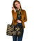 Wallis and Futuna Large Leather Tote - Gold Tentacle Turtle - Polynesian Pride