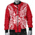 New Caledonia Polynesian Men's Bomber Jacket Map Red White - Polynesian Pride