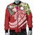 Marshall Islands Polynesian Men's Bomber Jacket - Summer Plumeria (Red) - Polynesian Pride