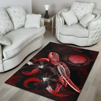 CNMI Polynesian Area Rugs - Turtle With Blooming Hibiscus Red - Polynesian Pride