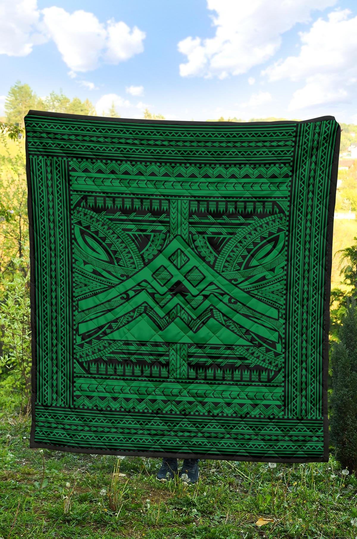 Hawaii Polynesian Mauna Kea Premium Quilt Green - Polynesian Pride