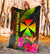 Wallis and Futuna Polynesian Premium Blanket - Hibiscus and Banana Leaves - Polynesian Pride