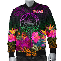 Palau Men's Bomber Jacket - Summer Hibiscus - Polynesian Pride