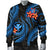 Polynesian Hawaii Men Bomber Jacket - Blue Plumeria - Polynesian Pride