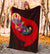 Tahiti Premium Blanket - Polynesian Hook And Hibiscus (Red) - Polynesian Pride