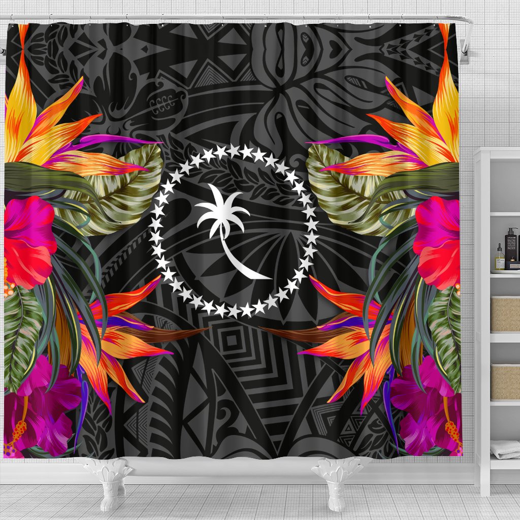Chuuk Shower Curtain - Polynesian Hibiscus Pattern - Polynesian Pride