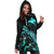 Papua New Guinea Polynesian Hoodie Dress - Turtle With Blooming Hibiscus Turquoise - Polynesian Pride