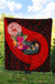 American Samoa Premium Quilt - Polynesian Hook And Hibiscus (Red) - Polynesian Pride