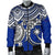 Chuuk Polynesian Bomber Jacket (Men) - White Turtle (Blue) - Polynesian Pride