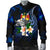 Tonga Polynesian Men's Bomber Jacket - Turtle With Plumeria Flowers - Polynesian Pride