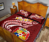 Tonga Quilt Bed Set - Tonga Coat Of Arms With Polynesian Patterns - Polynesian Pride