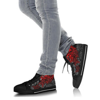 Polynesian Hawaii (Kanaka Maoli) High Top Shoes - Red Hibiscus Turtle Flowing - Polynesian Pride